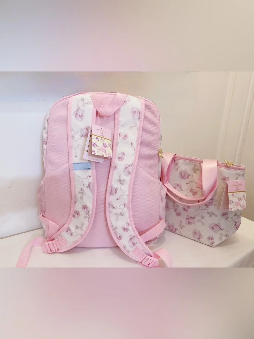 NWT LoveShackFancy x Target Yoobi Backpack & Lunch Bag Bundle Ribbon Rosa